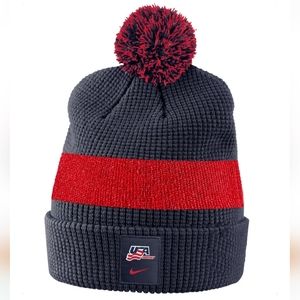 Nike USA Hockey Knit Cuffed Pom Beanie